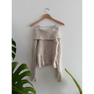 between me & you y2k crochet/knit off the shoulder cozy sweater | sz m (small)